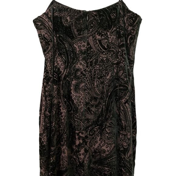 Vintage Y2K INC Burnout Velvet Paisley Mini Dress US 4 Brown Silk Blend Party - Picture 5 of 11